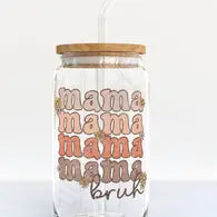 Mama Bruh - Iced Coffee Glass Cup Krazy Bling