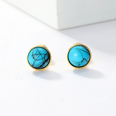 Small Turquoise Stone Gold Stud Earrings Krazybling