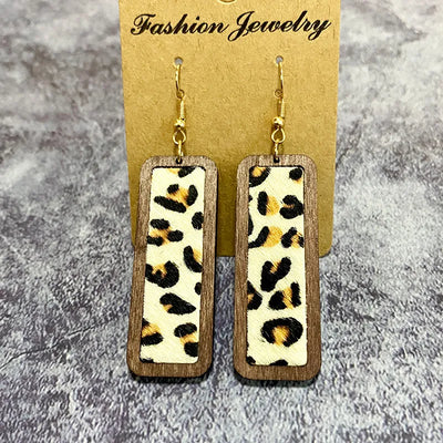 Cheetah Inlay Wooden Earrings Krazybling