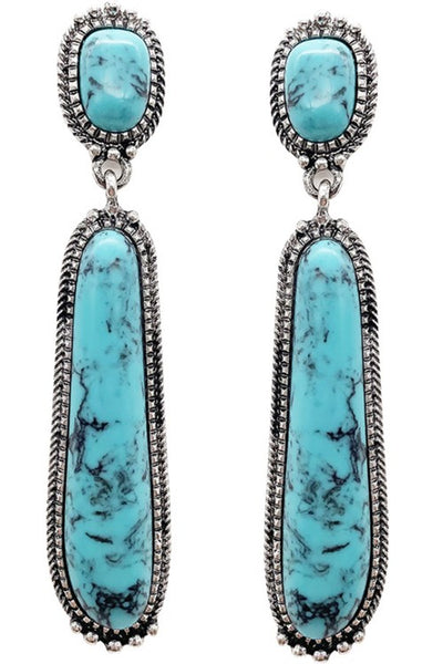 Turquoise Rope Lined Earrings Krazybling