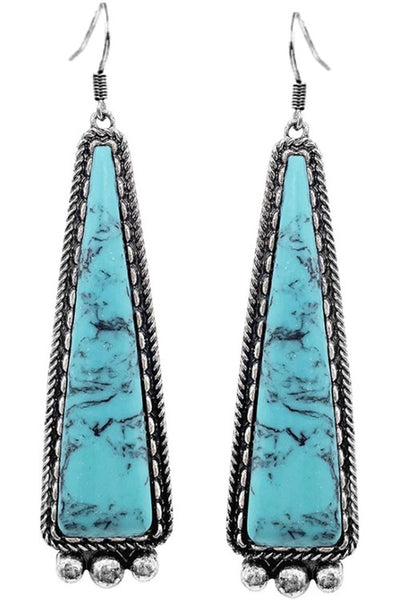 Turquoise Triangle Rope Lined Earrings Krazybling