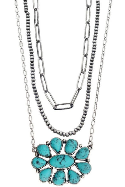 Turquoise Squash Blossom Multi Layer Necklace Krazy Bling