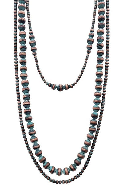 Patina Beaded Navajo Pearl Multi Layer Necklace Krazy Bling