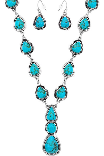 Turquoise Teardrop Lariat Necklace Krazy Bling