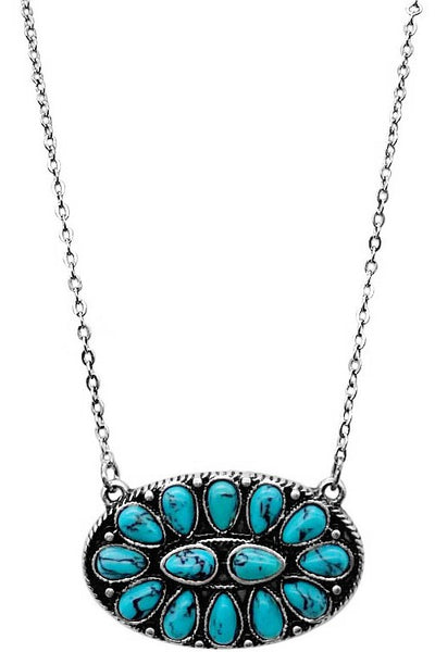 Turquoise Oval Concho Necklace Krazy Bling