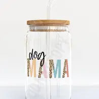 Dog Mama - Iced Coffee Glass Cup Krazy Bling
