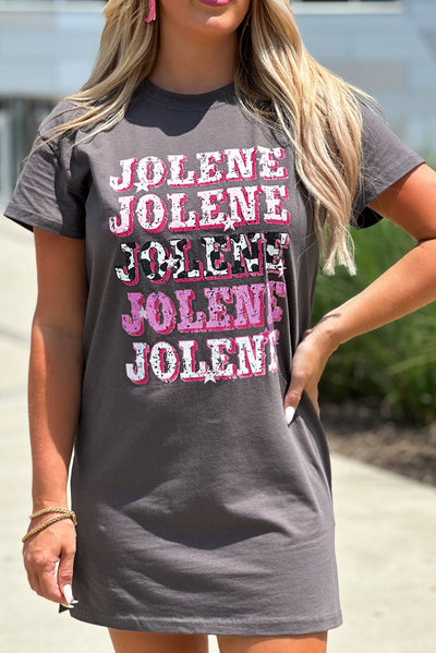 Jolene Pink Cow Print Grey T Shirt Dress Krazy Bling