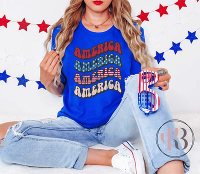 America Stacked Patriotic Tee Krazybling