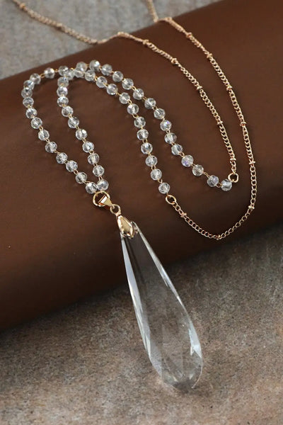Clear Glass Crystal Beaded Necklace Krazy Bling