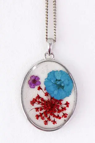 Clear Pressed Dried Flowers Necklace Krazy Bling