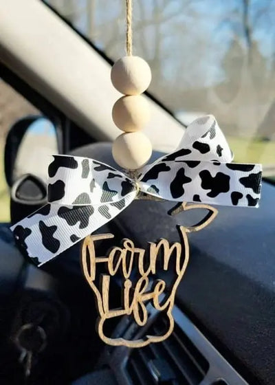 Cow Print Farm Life Car Ornament Krazy Bling
