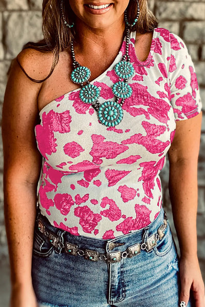 Dixie Pink & White Cow Print Off The Shoulder Top Krazy Bling