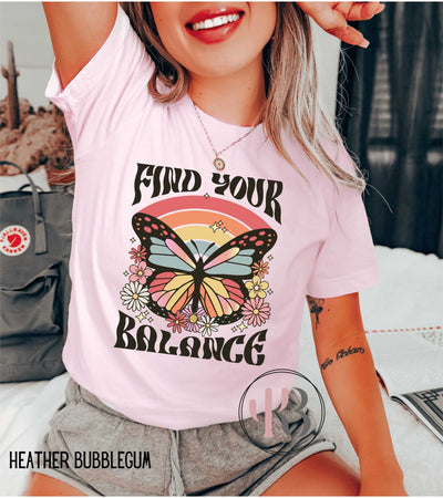 Find Your Balance Retro Butterfly Tee Krazybling