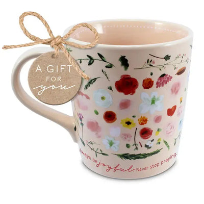 Joyful Prayful Thankful Floral Coffee Cup Gift Krazy Bling