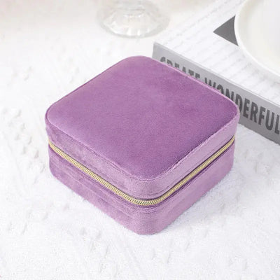 Light Purple Velvet Zip Up Jewelry Box Case Krazy Bling