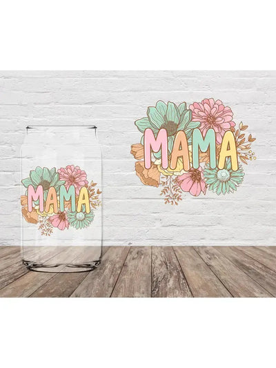 Mama Pretty Floral - Iced Coffee Glass Cup Krazy Bling