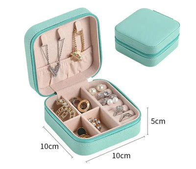 Mint Leather Zip Up Jewelry Box Case Krazy Bling