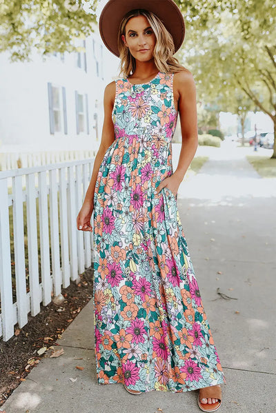 Rory Floral Print Scoop Neck Maxi Dress Krazy Bling