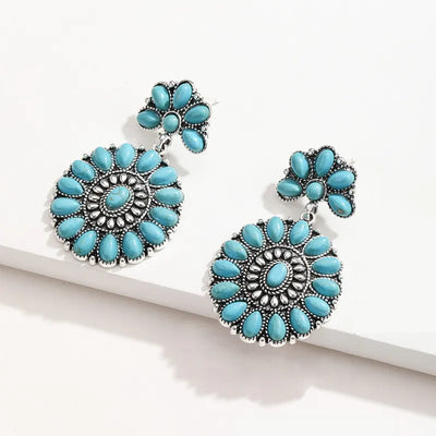 Round Turquoise Concho Stud Earrings Krazybling