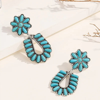 Turquoise Floral U Stud Earrings Krazybling