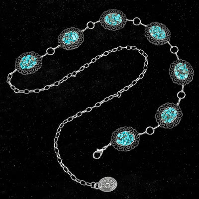 Chunky Turquoise Oval Silver Concho Belt Krazy Bling