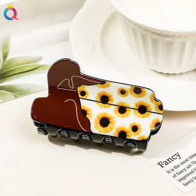 Sunflowers Cowboy Boot Western Claw Clip Krazy Bling