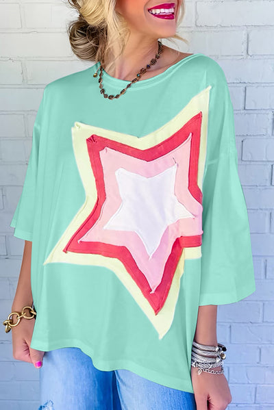 Mint Star Multicolor Short Sleeve Tee Shirt Krazy Bling