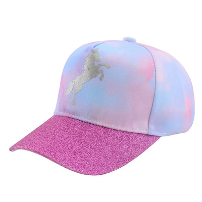 Kid's Purple Glitter Rearing Unicorn Baseball Cap Hat Krazy Bling