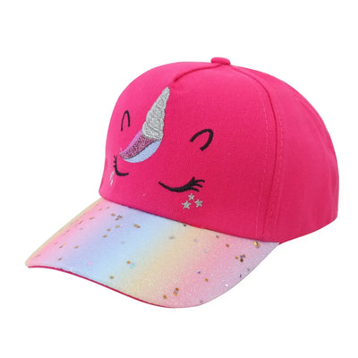 Kid's Hot Pink Unicorn Baseball Cap Hat Krazy Bling