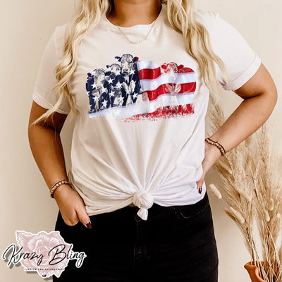 American Flag Beef Cattle Tee Krazybling