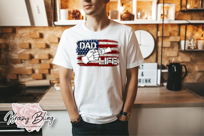 American Flag Dad Life Knuckles Tee Krazy Bling