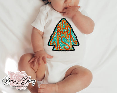 BABY Way Out West Turquoise Arrowhead Onesie Krazy Bling
