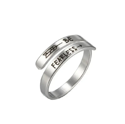 Be Fearless Silver Adjustable Ring Krazy Bling