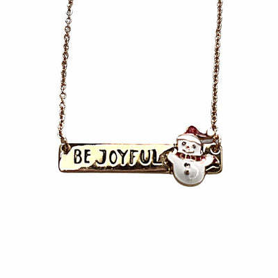 Be Joyful Snowman Bar Necklace Krazy Bling