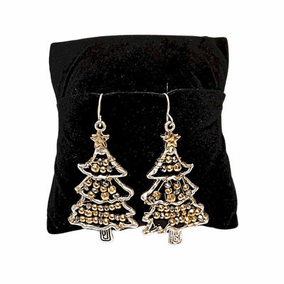 Beaded Gold & Silver Christmas Tree Earrings Krazy Bling
