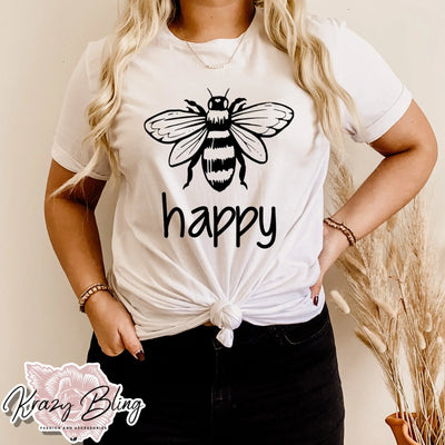 Bee Happy Inspirational Tee Krazybling