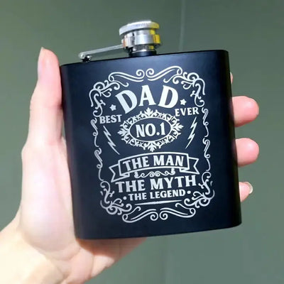 Black Best Dad Ever Flask Gift Krazy Bling