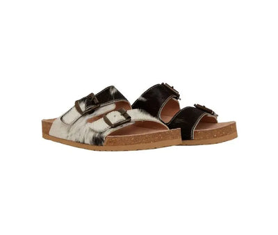 Black & White Cowhide Lazy Day Sandals Krazy Bling