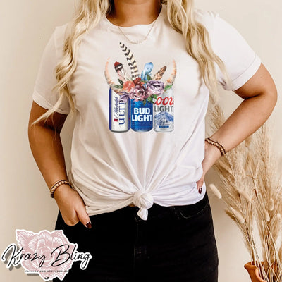 Boho Floral Beer Can Tee Krazybling