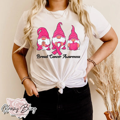 Breast Cancer Awareness Gnome Tee Krazy Bling