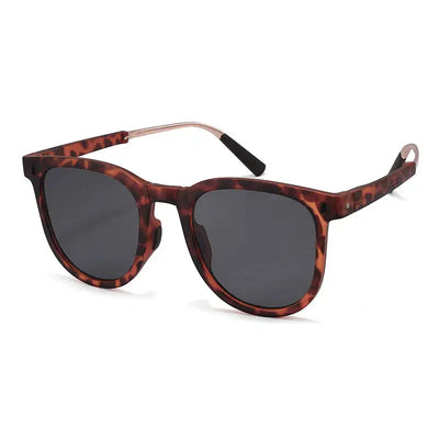 Brown Leopard Square Foldable Sunglasses Krazy Bling
