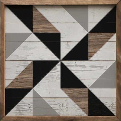 Brown & Black Star Quilt Wood Frame Picture Kendrick Home