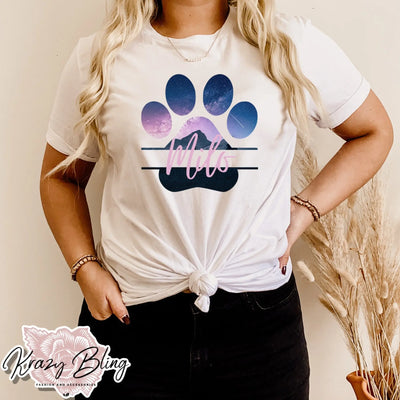 Custom Mountains Paw Print With Pets Name Tee Krazybling