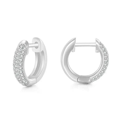 Dainty Silver Crystal Lined Hoop Earrings 