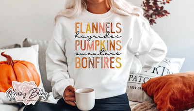 Flannels Pumpkins Bonfires Fall Sweater Krazybling
