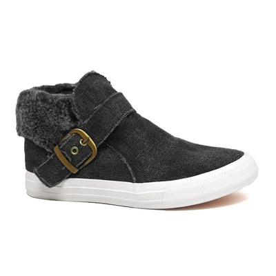 Furry Canvas W/ Buckle Sneakers Krazy Bling