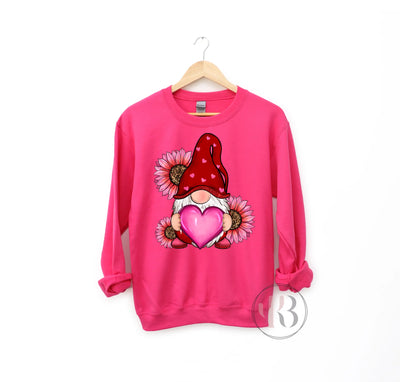 Gnome Holding Heart Floral Sweatshirt Krazybling