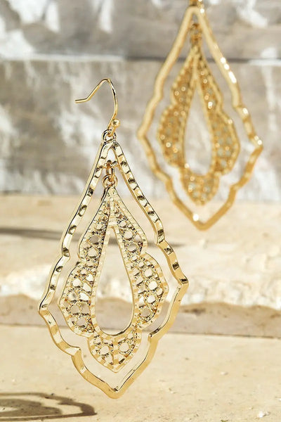 Gold Double Diamond Dangle Earrings Krazy Bling