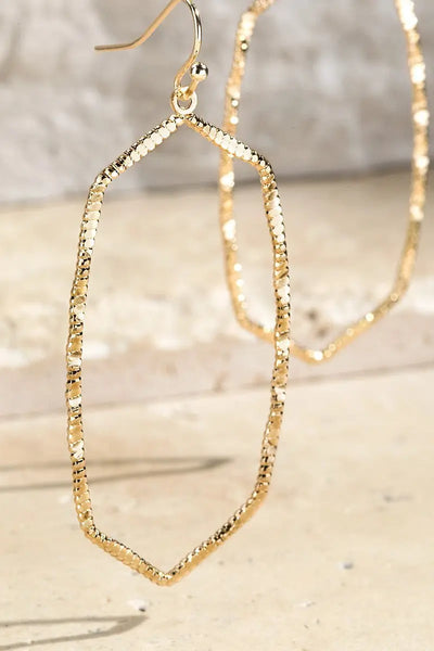 Gold Textured Metal Dangle Earrings Krazy Bling
