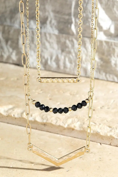 Gold & Black 3 Layer Arrow Necklace Krazy Bling